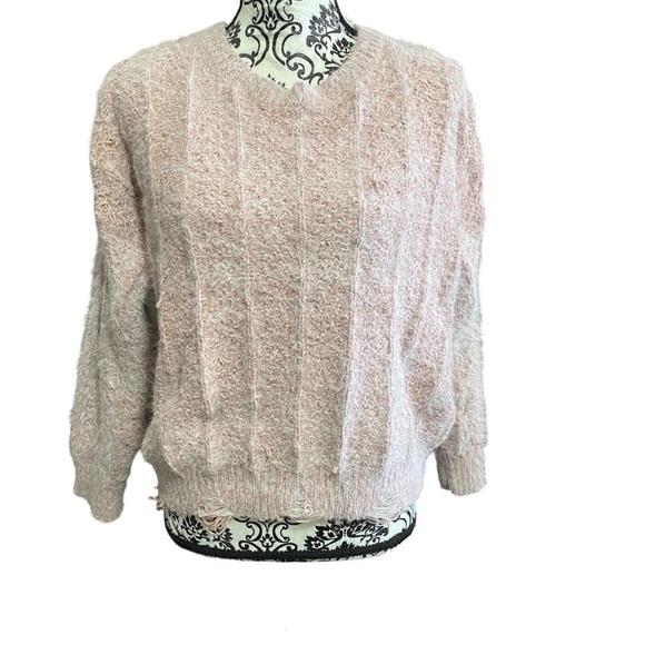 Anthropologie Raga Textured Blush Knit Sweater Sz-Medium - Picture 2 of 6